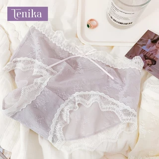 TENIKA กางเกงในผู้หญิง ลูกไม้ ตาข่ายระบายอากาศ ยืดหยุ่นสูง ยืดเยอะไม่บาดขา กางเกงชั้นในหญิง Kni-044