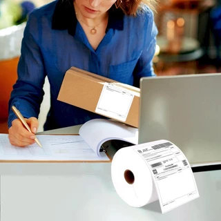 (100*150*500ใบ) กระดาษสติกเกอร์ 4x6 Label Sticker ปริ้นใบปะหน้าพัสดุเหมาะสำหรับขนส่งทั่วไป