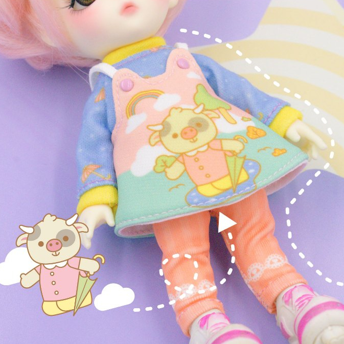 PLAYPERDOLL ชุดตุ๊กตา Lati yellow,Muichan ชุดเซ็ท 3 ชิ้น ลายน้องวัวพาสเทล งานผลิตและออกแบบเองจากทางร้าน พร้อมจัดส่งในไทย
