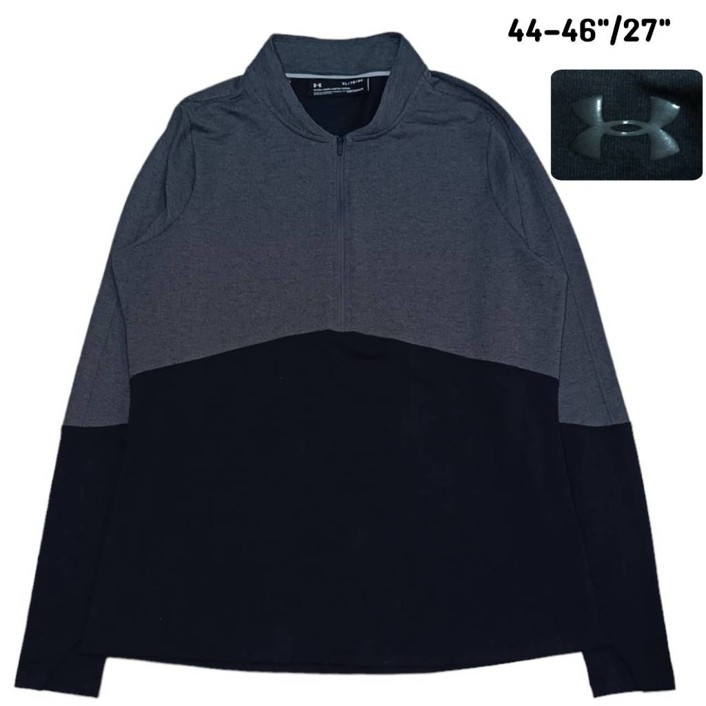 Under Armour UA Threadborne ColdGear Grey 1/2 Zip Top เสื้อแขนยาว ซิปครึ่ง อันเดอร์ อาร์เมอร์ ทรงผู้