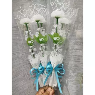 ดอกมะลิ (ช่อ ดอกมะลิวันแม่ สีขาว 1ดอก+ซองสีขาว+โบว์สีฟ้า ) ช่อดอกมะลิปลอมอย่างดี ดอกไม้อย่างดี พร้อมส่งจากไทย