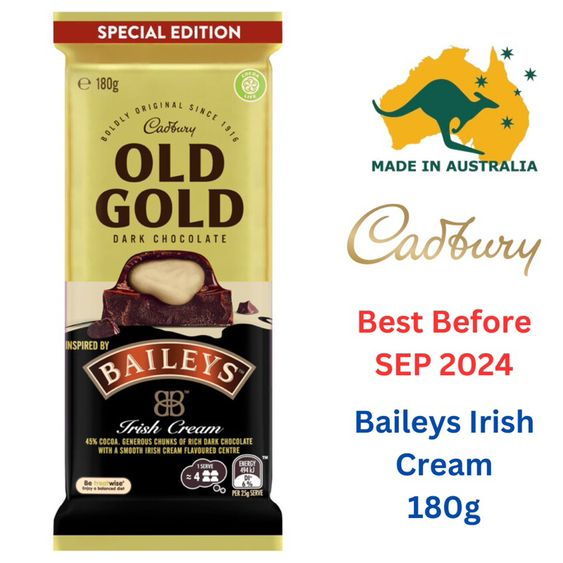 Cadbury Old Gold Baileys Irish Cream Block 180g (Best Before SEP 2024)