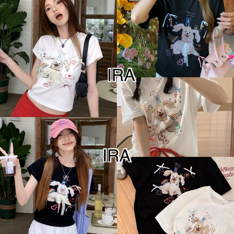 BY IRA(Q240/Q378) Betty top เสื้อยืดแขนสั้น ประดับโบว์ สามมิติ แฟชั่นฤดูร้อน สําหรับผู้หญิงะ