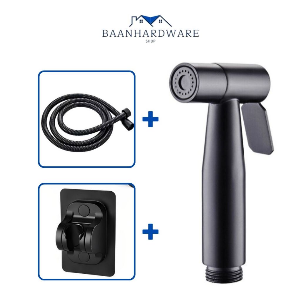 BAANHARDWARE ชุดสายฉีดชำระ หัวชำระ สแตนเลส304 แท้ สีดำ MA-G-R111B