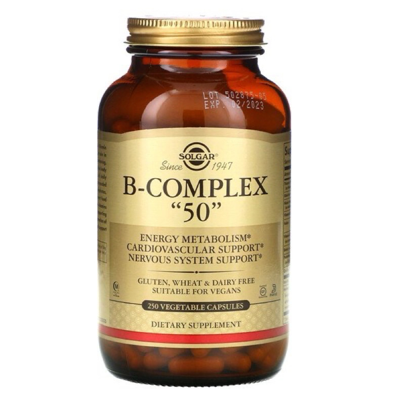 🔥พร้อมส่ง ไซส์ใหญ่ Solgar B-Complex "50" 250 Vegetable Capsules