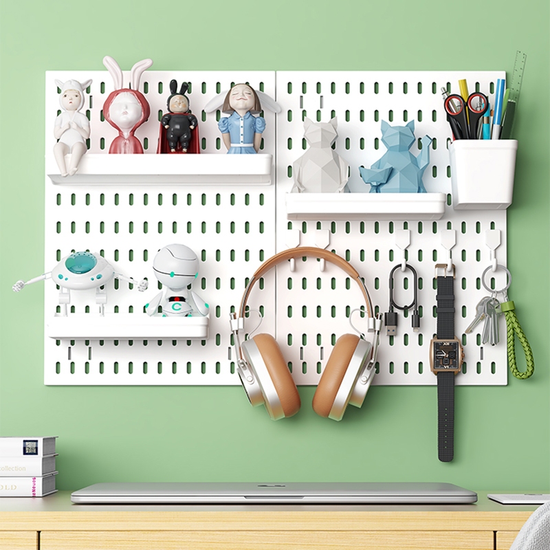 DIY pegboard กระดานเจาะรู ติด ห้อย แขวน ตกแต่งห้อง เพิ่มฟังก์ชันเก็บของ ไม่ต้องเจาะผนัง