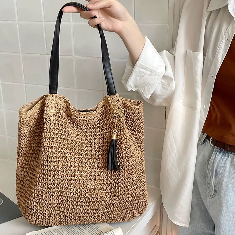 B107) กระเป๋าสะพายไหล่สไตล์เกาหลีแบบใหม่ สไตล์มีสไตล์ กระเป๋าเป้ผู้หญิง กระเป๋าผ้าทอ งานฝีมือประณีต (จัดส่งจากกรุงเทพ) - รูปที่ 2