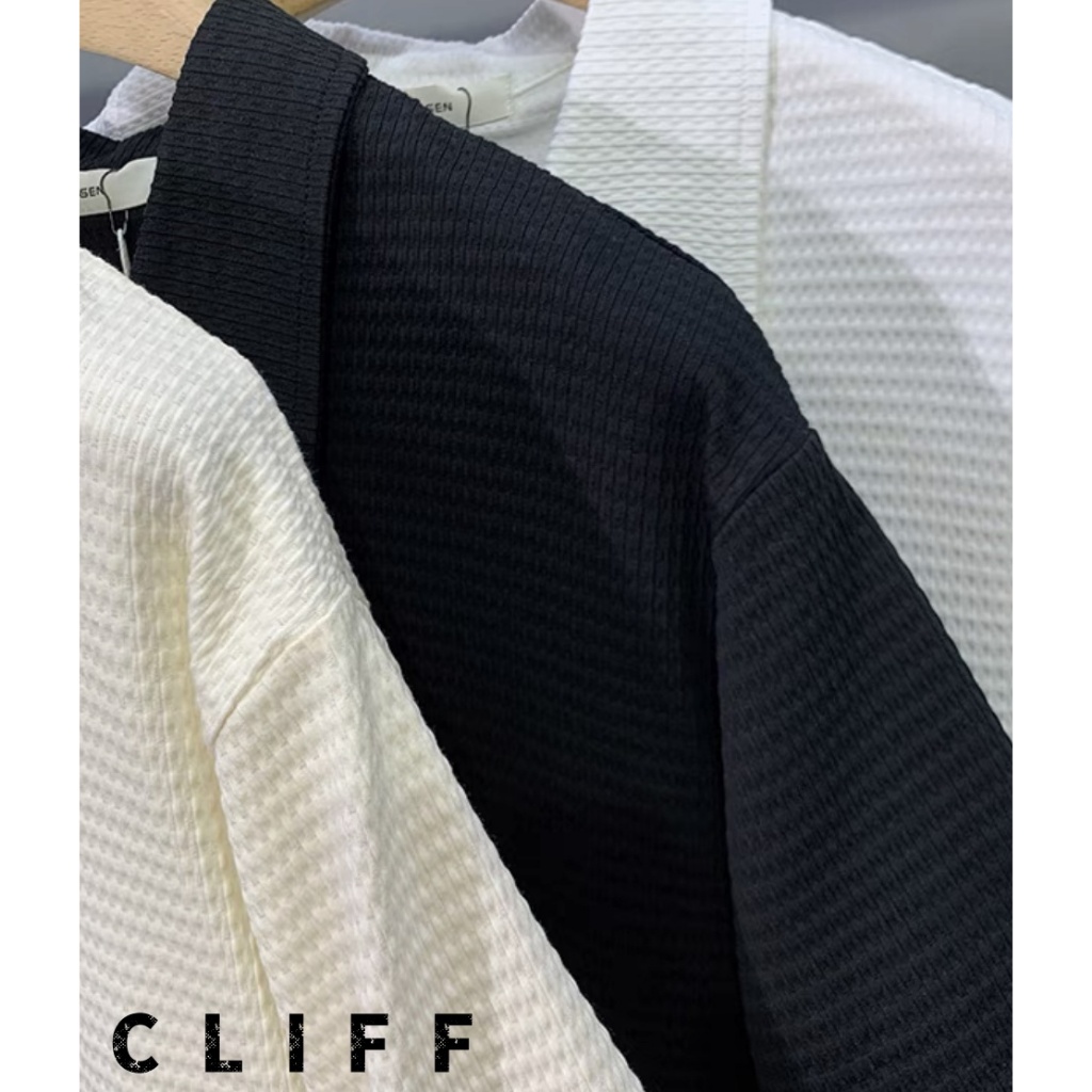 CLIFF -COD✅วาฟเฟิล POLO เสื้อแฟชั่นแบรนด์ปกลำลองผู้ชายแขนสั้น - รูปที่ 6
