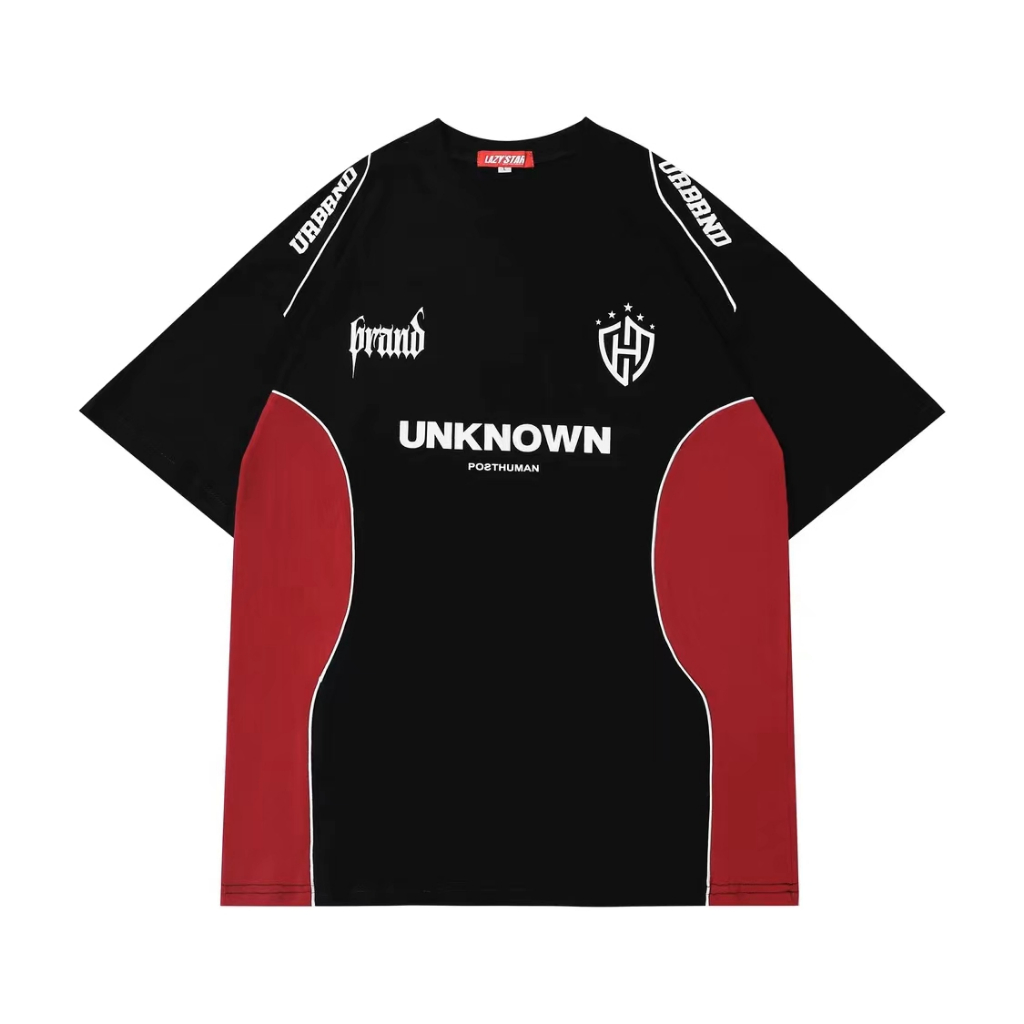 แถมสร้อย!! เสื้อยืดแขนสั้น ทรงหลวม สไตล์สปอร์ต สําหรับผู้ชาย High Street คอวีสไตล์