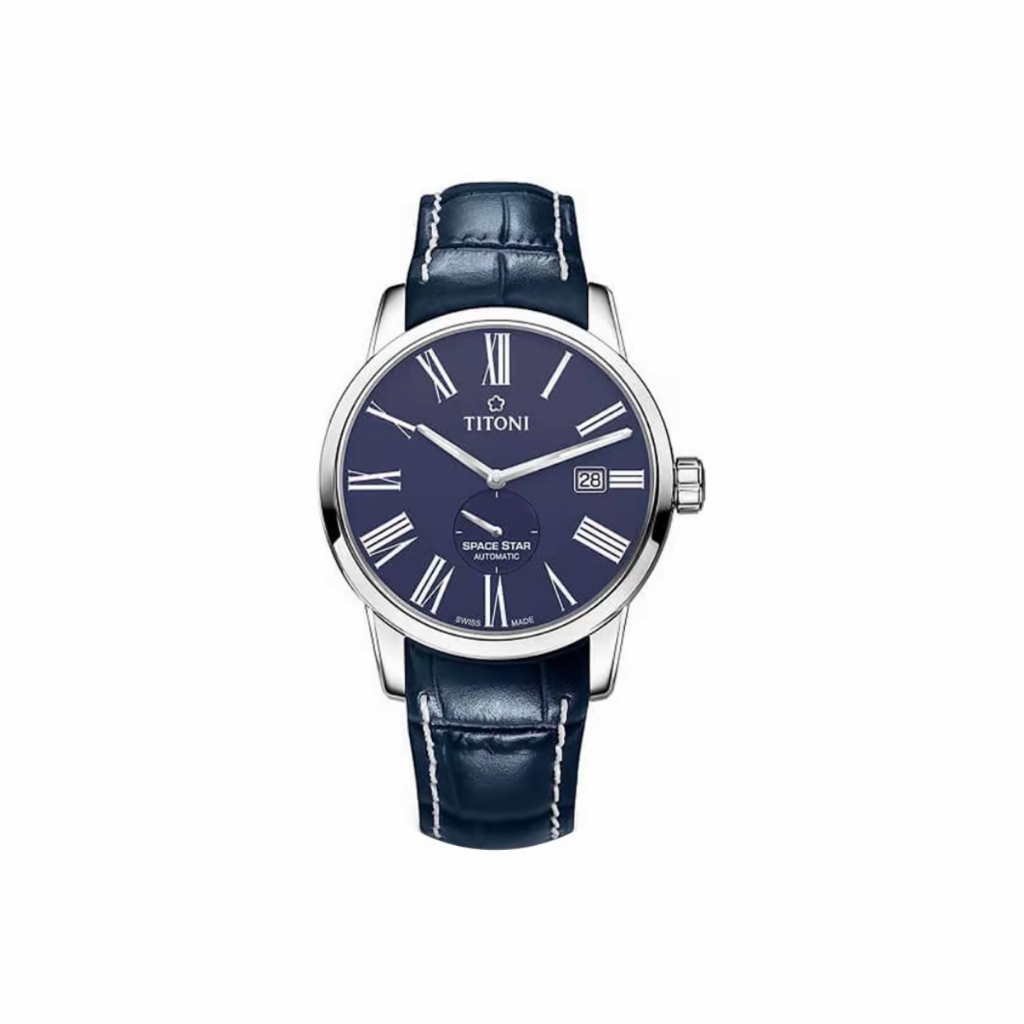 Titoni Star Series นาฬิกาข้อมือผู้ชายกลไกอัตโนมัติสีน้ำเงิน 40 มม