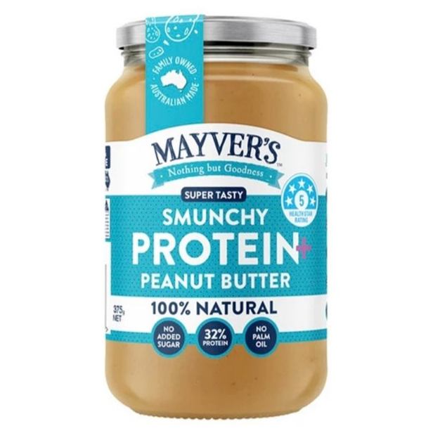 Mayvers Smunchy Protein Peanut Butter Natural 375g. เมย์เวอร์ สมุนชี่ โปรตีน พีนัท บัตเตอร์ เนเชอรัล