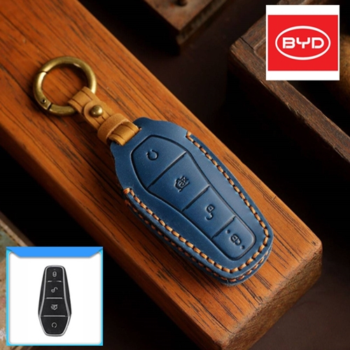 ซองหนังแท้ ใส่กุญแจรีโมทรถยนต์ รุ่นหนังกลับ รุ่น BYD Atto 3,Dolphin,Seal Smart Key