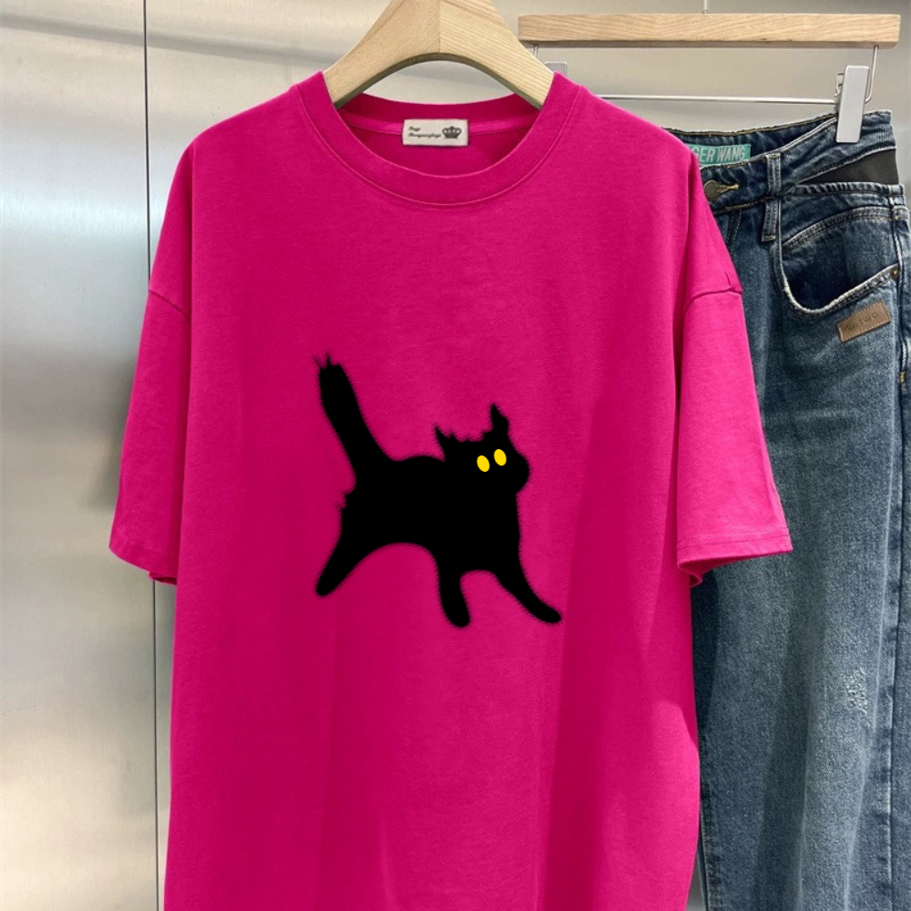 You-T [ส่งจากไทย] Y2K เสื้อยืด Hotgirl เสื้อยืดคู่รักส ผ้าหนา ไตล์เกาหลี น่ารักและหวาน สีชมพูเข้ม