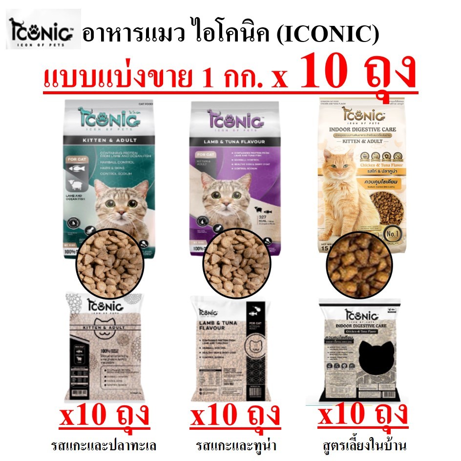 (แบ่งขาย 10 กก.) อาหารแมว ไอโคนิค ICONIC ไอโคนิคแมว อาหารควบคุมแมวความเค็ม 1กก. x 10 ถุง