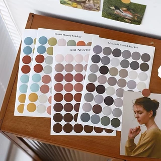 OurHome [พร้อมส่ง] สติ๊กเกอร์ทรงกลม น่ารักๆ สำหรับตกแต่ง สติ๊กเกอร์ DIY สติ๊กเกอร์ตกแต่ง วารสารศิลปะ อัลบั้มทำมือ