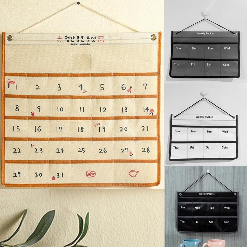 ปฏิทินออมเงินมินิมอล ติดผนังวัสดุผ้าใบ planner ปฏิทินประหยัดเงินปฏิ รายเดือน C132