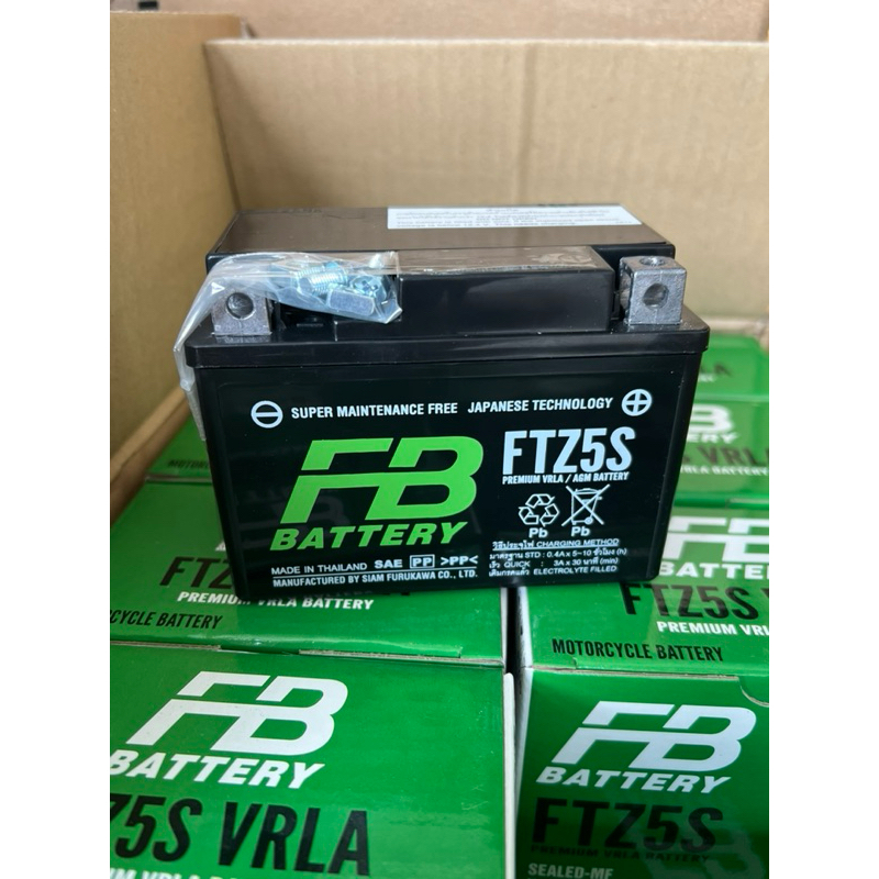 FB แบตเตอรี่ FTZ5S 12V 3.5Ah ใช้สำหรับมอเตอร์ไซค์ Clicki, Scoopyi, Dream, Wave110i, Fino คุณภาพดี