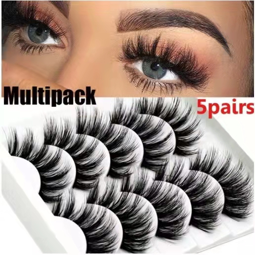ขนตาปลอม หนา ฟู 3D 5 คู่ Mink Hair False Eyelashes
