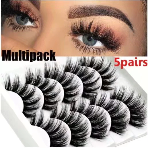 ขนตาปลอม หนา ฟู 3D 5 คู่ Mink Hair False Eyelashes