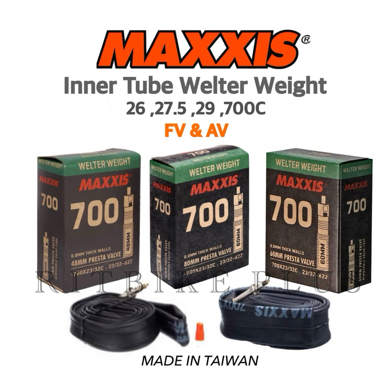 (โค๊ดส่วนลด) ยางในจักรยานเสือหมอบ MAXXIS รุ่น Welter Weight ขนาด 20 ,26 ,27.5 ,29 ,700c สินค้าบริษัท/ราคาต่อ 1 เส้น