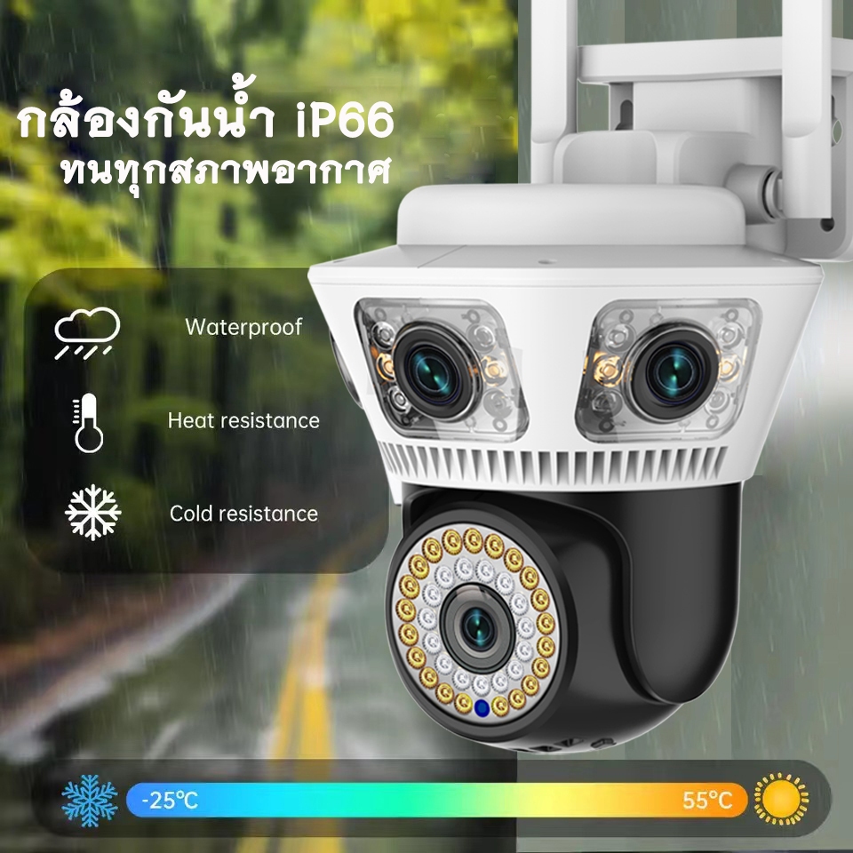 HOME MALL กล้องวงจรปิด 9MP 3เลนส์ดูภาพพร้อมกัน กล้องโดมหมุนได้ พูดตอบโต้ได้ กันน้ำip66 ภาพสีในที่มืด