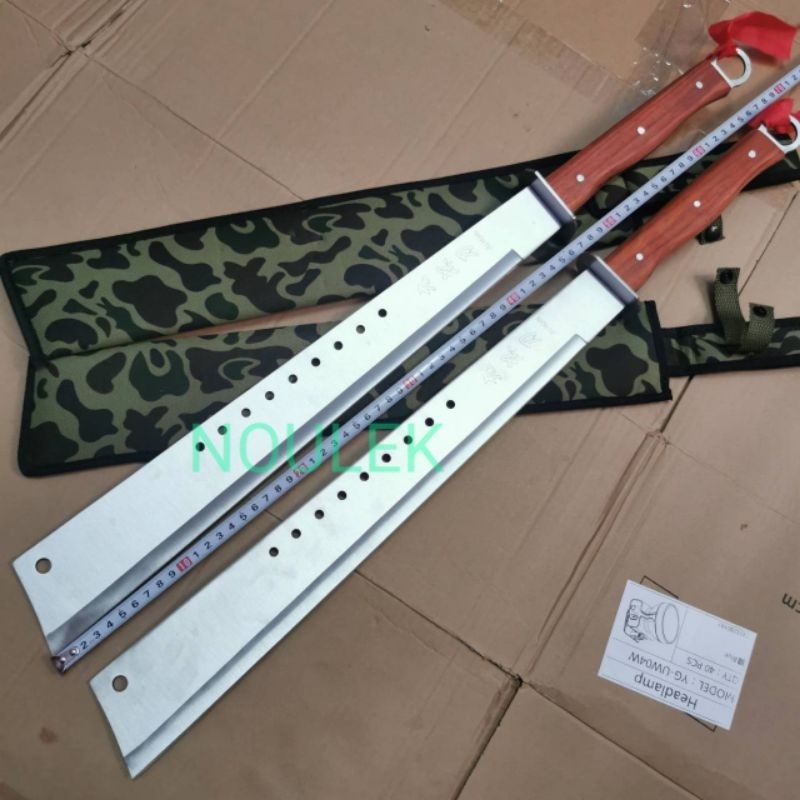 มีดยาวA33หัวตัด ขนาด69cm ใบเลสด้ามไม้พร้อมชองลายพราง