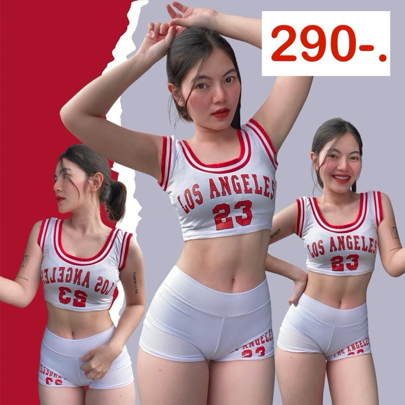 ชุดออกกำลังกายสีสันสดใส ชุดเซ็ตออกกำลังกายเสื้อกล้าม สาวสปอร์ตเกิร์ล ผ้ายืดหยุ่นได้ตามตัวเข้ารูปได้ตามขนาดเนื้อเย็น