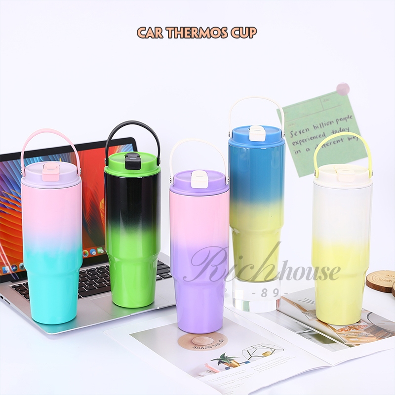 แก้วสแตนเลสเก็บอุณหภูมิ เก็บความเย็น ความจุ 890ML. ผิวเคลือบกากเพชรเงางาม สีทูโทนสวยหรู B0115