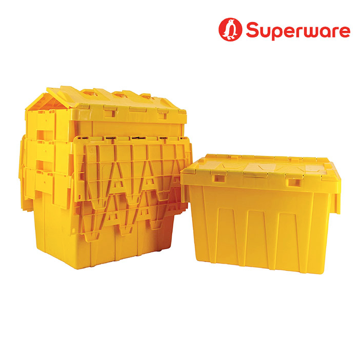 Srithai Superware ลัง พลาสติก สำหรับ อุตสาหกรรม เก็บอะไหล่ ส่งสินค้า ปิคนิค กล่องพลาสติก มีฝาปิด ฝาพับซิกแซก รุ่น Break