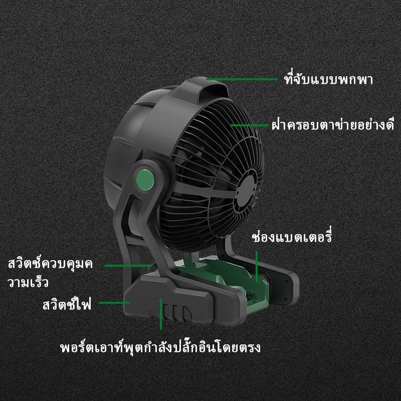 TTANZU พัดลมไร้สาย 21V ขนาด 12 นิ้ว พร้อมไฟ LED thumbnail 10