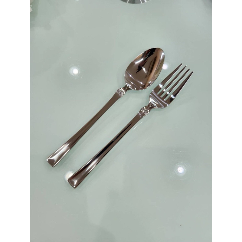 ช้อนส้อมสเเตนเลส (1คู่) หนา2มิล. ตราเพนกวิน ผลิตโดยศรีไทยสเเตนเลส