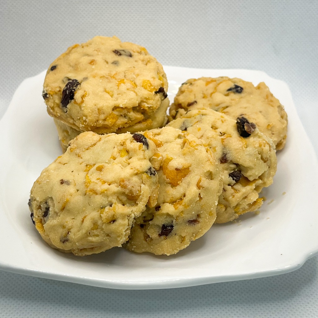 คุกกี้คอนเฟลก คุกกี้เนยแท้ผสมคอนเฟลกและลูกเกดดำ cornflake butter cookie