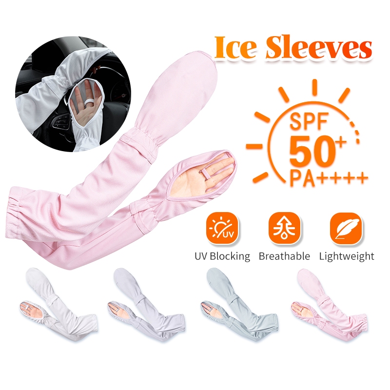ปลอกแขน กันแดด ผ้าเรยอน กันuv UPF50+ ครอบคลุมหลังมือ