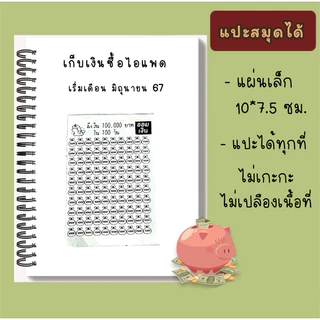 สติ๊กเกอร์ใบออม ตารางออมเงิน ขนาดA7 ขาว-ดำ แผ่นเล็ก แปะได้ทุกที่ โดนน้ำไม่ลอก 1แผ่น