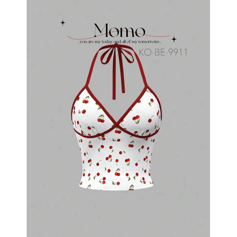 Momo 🍒 เสื้อสายเดี่ยวคล้องคอเชอร์รี่ 🍒 พร้อมส่งจากไทย 🇹🇭
