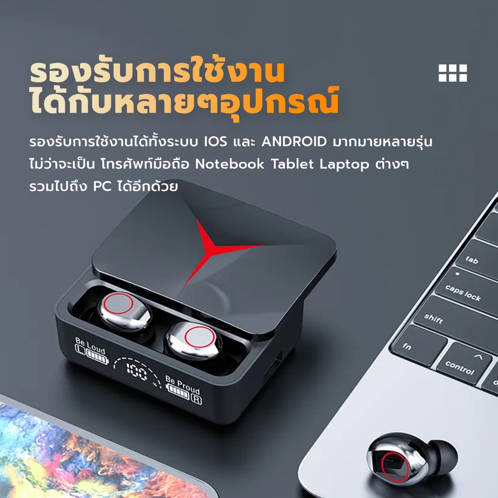 M90 Pro หูฟังไร้สาย หูฟังสเตอริโอ หูฟังบลูทูธ TWS Wireless bluetooth ใช้เป็นเพาเวอร์แบงค์ฉุกเฉิน