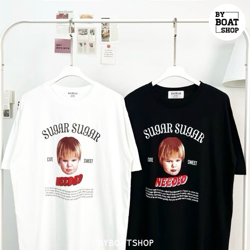 เสื้อยืด OVERSIZE สกรีนลาย Sugar ผ้าคอตตอน ใส่ได้ทั้งชาย-หญิง