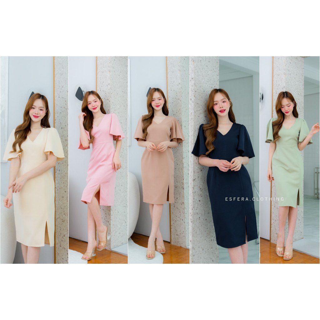 สั่งทางLive&vdoลด100 DR091-2 Elegant Minimal Dress เดรสออกงาน ทำงาน