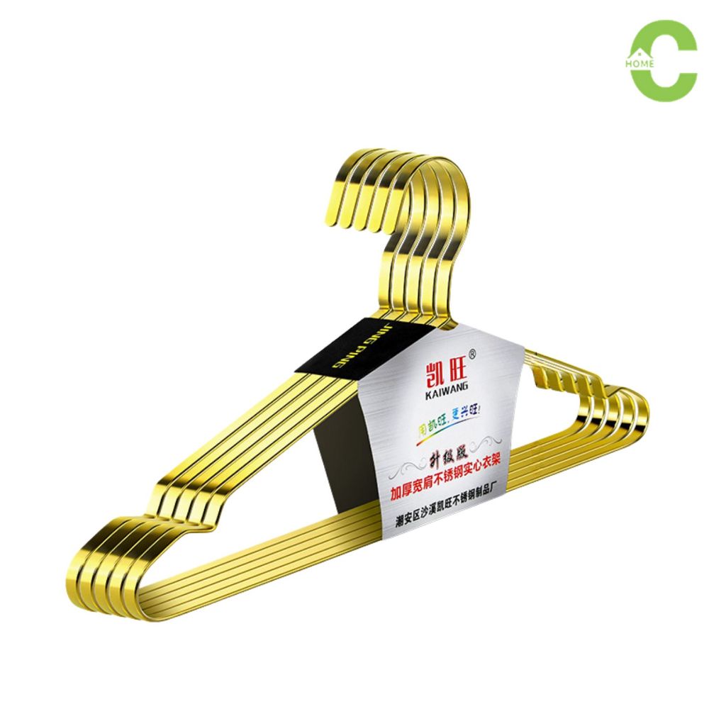 HOMEC ไม้แขวนสแตนเลส ไม้แขวนเสื้อสแตนเลส hanger เซ็ต 5ชิ้น รับน้ำหนักได้เยอะ 2สี เงิน ทอง