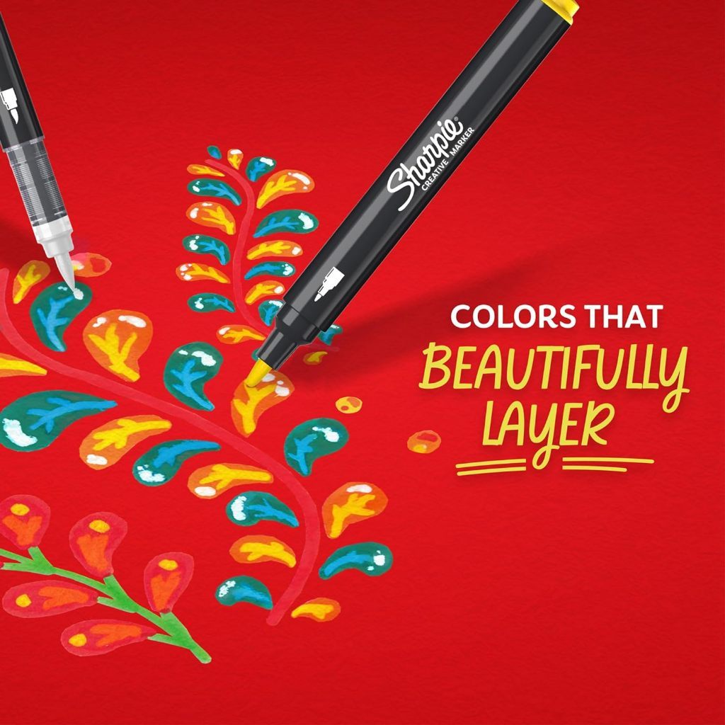Sharpie ปากกาชาร์ปี้ มาร์เกอร์ อะคริลิค หัวกลม *แพ็ค 2 ด้าม* ปากกาหัวกลม Creative marker Pack Bullet Tip 2ct — صورة 5