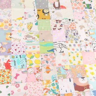 ผ้า cotton 100% สี่เหลี่ยม ขนาด ประมาณ 11-13 cm.คละลาย คละขนาด 50ชิ้น พร้อมส่ง