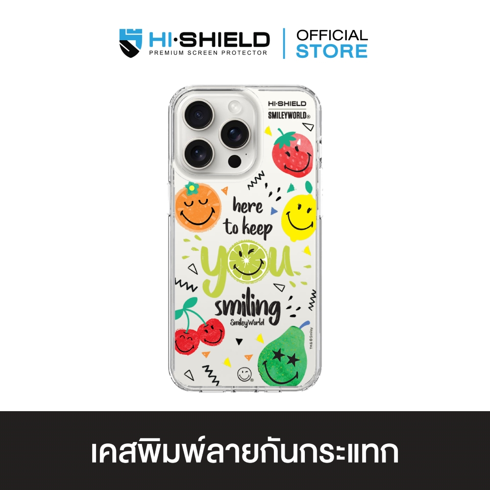 HI-SHIELD Stylish เคสใสกันกระแทก iPhone รุ่น Smileyworld Fruity1 [เคส iPhone16 , iPhone15 , iPhone 14 , iPhone 13]