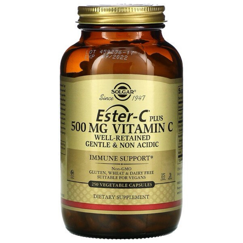 🔥 พร้อมส่ง ล็อตใหม่ Solgar, Ester-C, Vitamin C ขนาด 500 mg 250 เม็ด หมดอายุ 10/2026