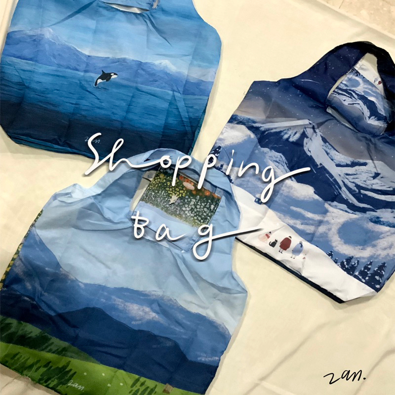 2an. shopping bag กระเป๋าผ้า 2 ด้าน พับได้