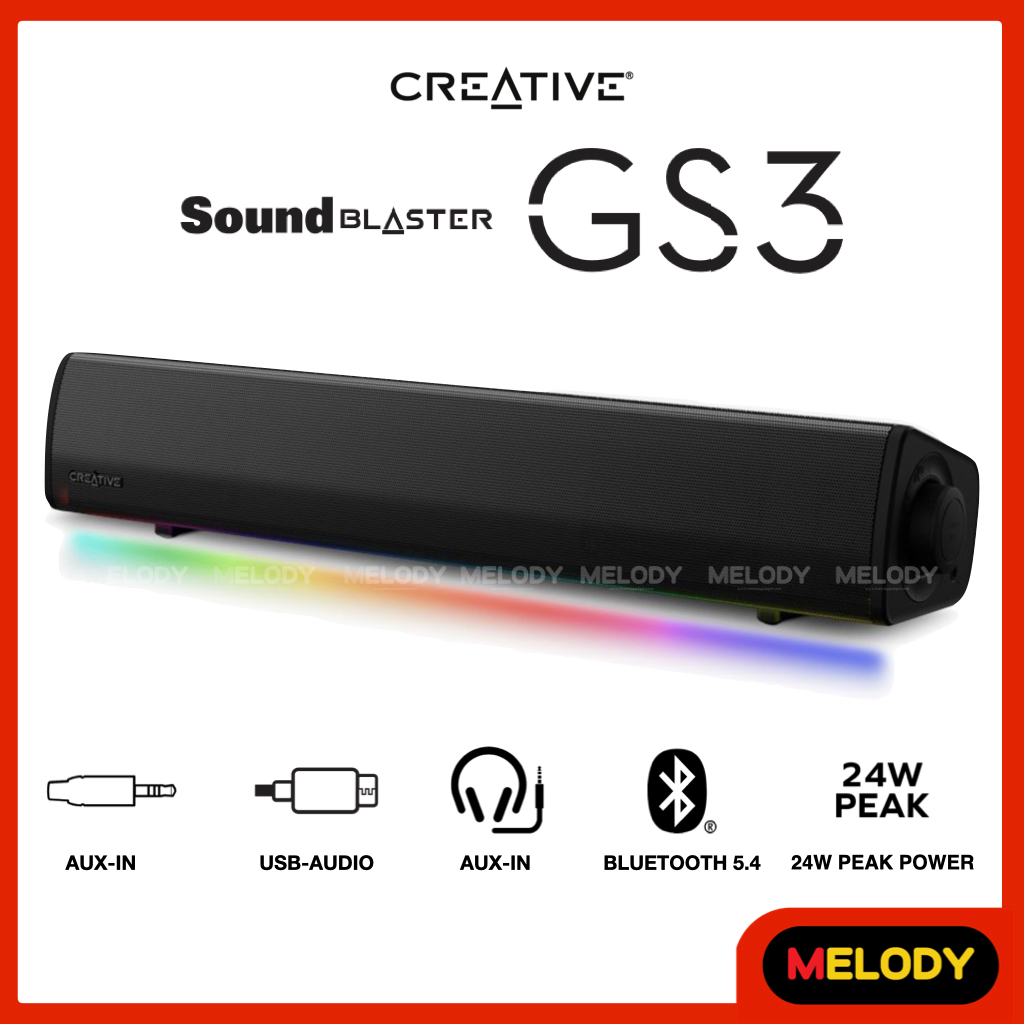 Creative Sound Blaster GS3 ซาวด์บาร์ RGB ,บลูทูธ 5.4 ,24w.RMS. ,USB-AUDIO รับประกันศูนย์ Creative 1 
