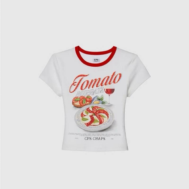 แบรนด์ 𝐂𝐏𝐒 𝐂𝐇𝐀𝐏𝐒  TOMATO GIRL BABY TEE เสื้อครอปรีดเพชร