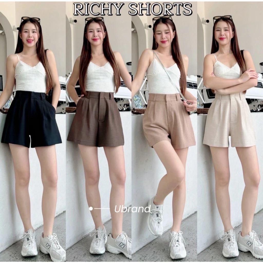 S06 Richy Shorts กางเกงขาสั้น ผู้หญิง (ผ้าโซดา) กางเกงเอวสูง ผ้านิ่มใส่สบาย ผ้าไม่ต้องรีด