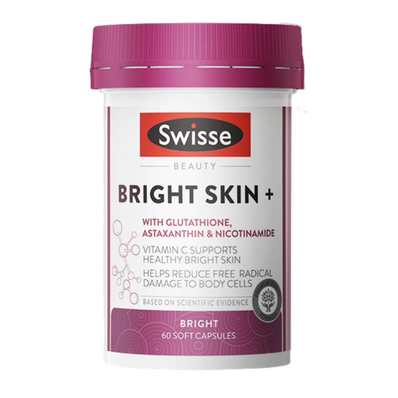 Swisse Beauty Bright Skin + 60 Capsules (With Glutathione Astaxanthin & Nicotinamide Vitamin C) Exp.2026