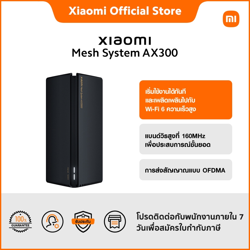 Xiaomi Mesh System AX3000 Wi-Fi 6｜ ความเร็วไร้สายที่เร็วสุดถึง 2,976Mbps｜แบนด์วิธสูงที่ 160MHz