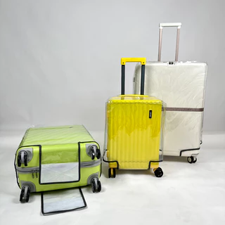 ผ้าคลุมกระเป๋าเดินทาง PVC ใสพิเศษ กันน้ำ กันฝุ่น รุ่นใหม่ แถบตีนตุ๊กแกแผ่นใหญ่